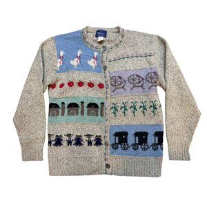 Vintage Woolrich Cottagecore Womens Wool Duck Apple Cardigan Amish Knit Sweater
